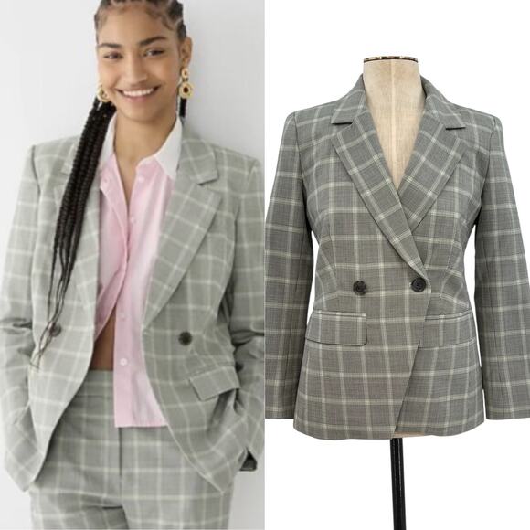 J. Crew Jackets & Blazers - J. Crew Devon Blazer Plaid Italian Stretch Tollegno Wool Blend Gray Size 0P